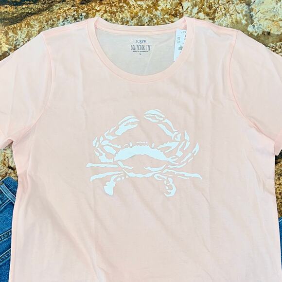 NWT J. Crew Pale Pink Crab Graphic Crewneck Tee - SIZE SMALL - Picture 5 of 10